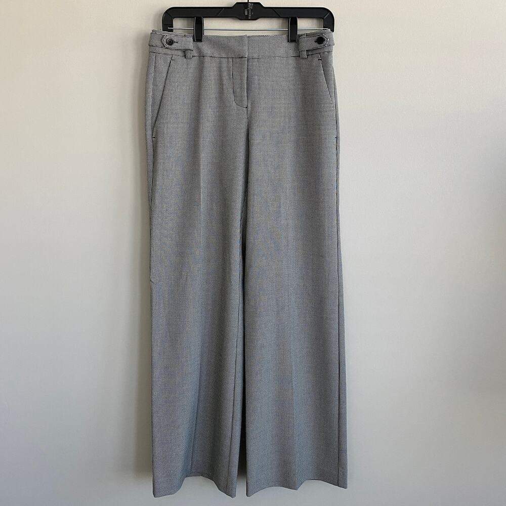 Liz Claiborne Sloan Houndstooth Dress Pants Wide Leg Black White 4